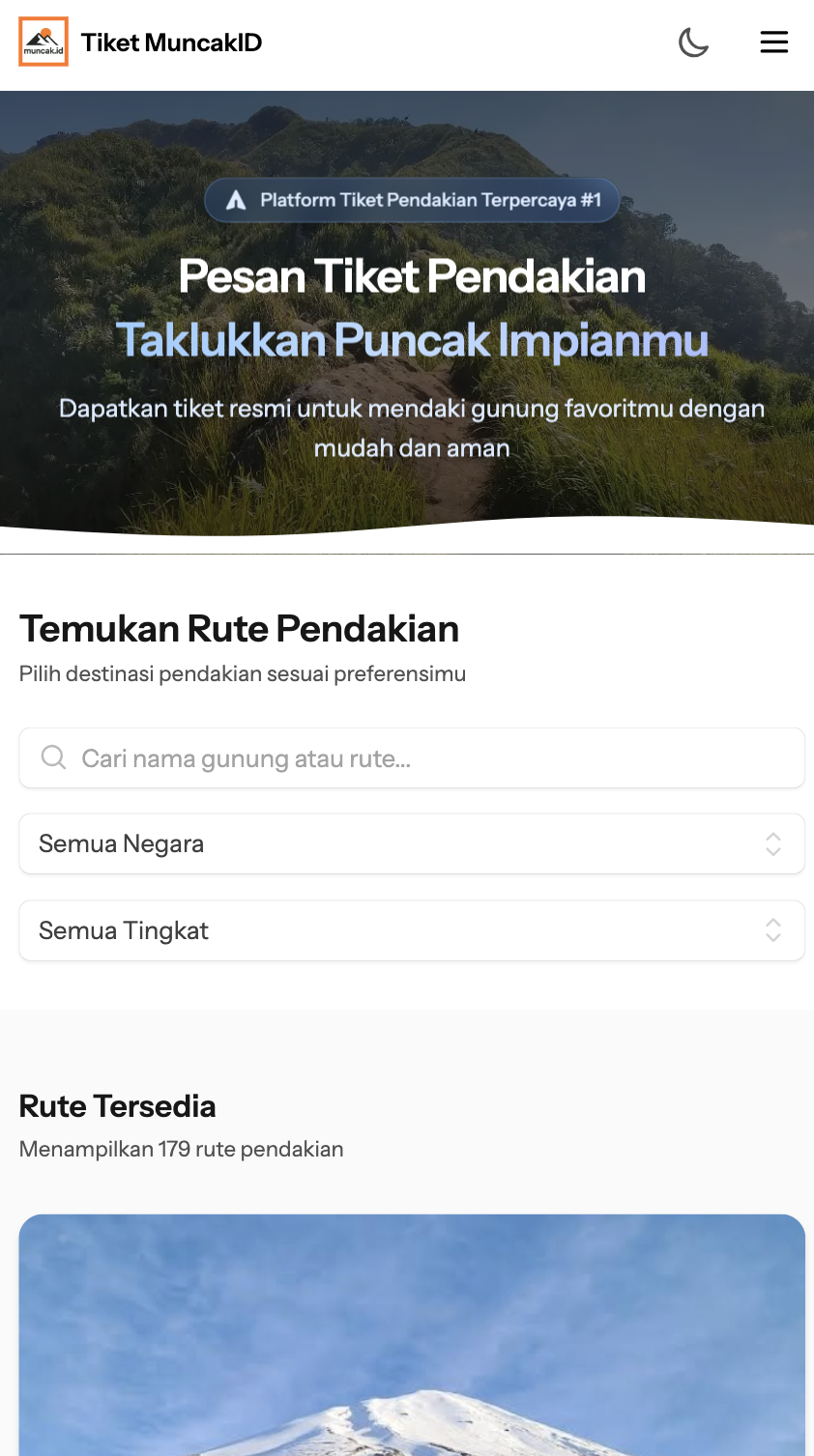 Checkout Tiket Pendakian